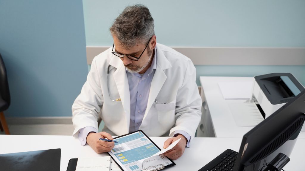 Doctor considering legal implications of AI