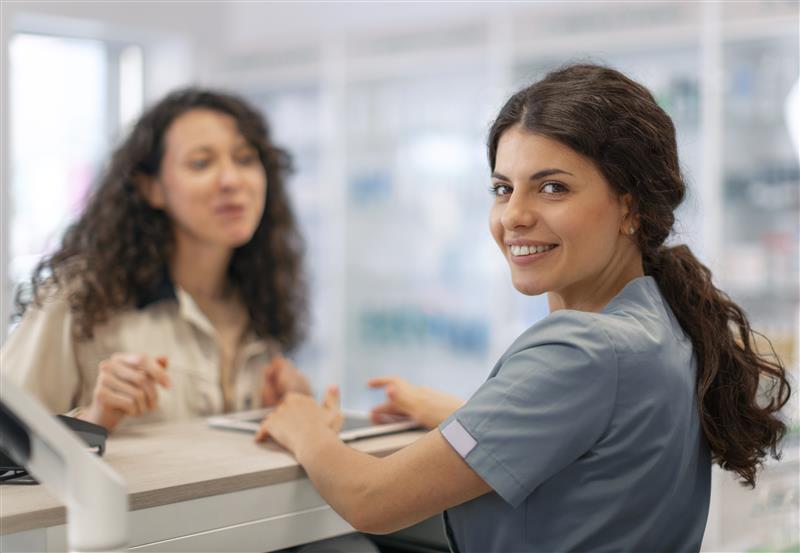 AI Voice Agent assisting scheduling at a front desk