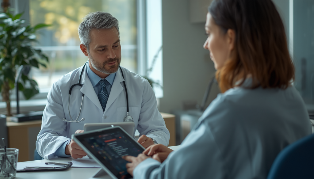 AI scribe software assisting physicians with clinical documentation